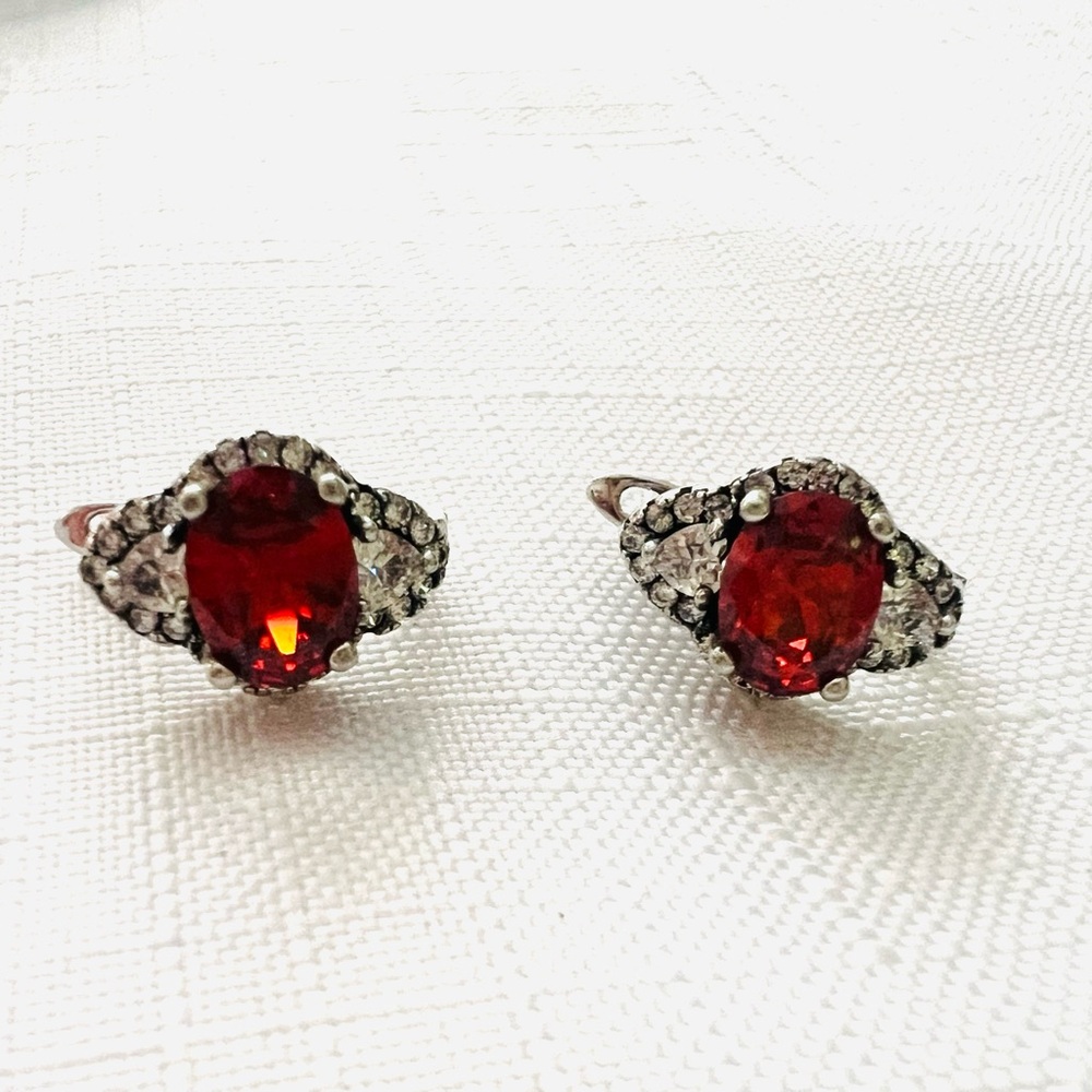 Elegant Red and Silver Women's Earrings